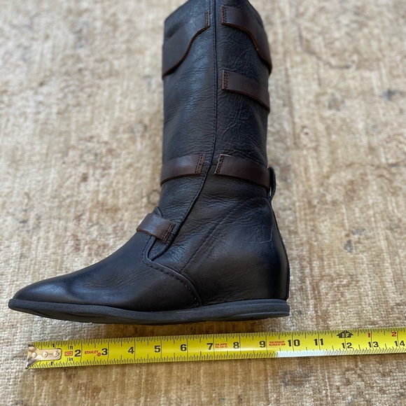 New OTBT Oiled Leather Buckled Moto Boots, black and brown size 6 - Picture 4 of 11